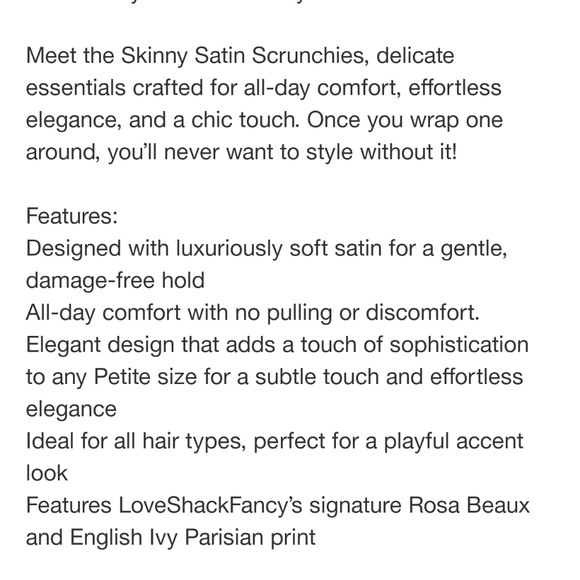 LOVESHACKFANCY Goody Skinny Pink Satin Scrunchies 5pc main image 9